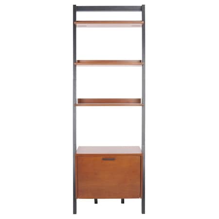 Safavieh Lavina 3 Shelf 1 Door Etagere, Honey Brown & Charcoal ETG9404C